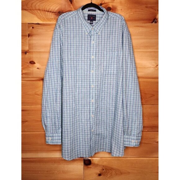 Saddlebred Easy Care Gray Teal Plaid Lightweight Button Down Mens 3XTL - Picture 15 of 16